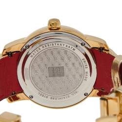 Pre Owned GF Ferre Champagne Gold Plated Stainless Steel Leather 9065B Women's Wristwatch 42 mm