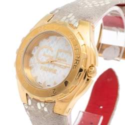 GF Ferre Mother of Pearl Gold Plated Stainless Steel Leather 9062J Women's Wristwatch 40 mm
