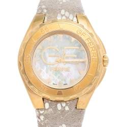 GF Ferre Mother of Pearl Gold Plated Stainless Steel Leather 9062J Women's Wristwatch 40 mm