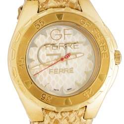 GF Ferre Mother of Pearl Gold Plated Stainless Steel Leather 9062J Women's Wristwatch 43 mm