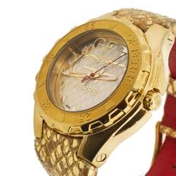 GF Ferre Mother of Pearl Gold Plated Stainless Steel Leather 9062J Women's Wristwatch 43 mm