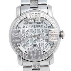 Pre Owned GF Ferre Silver Stainless Steel Diamond 9025L Women's Wristwatch 34 mm