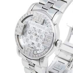 Pre Owned GF Ferre Silver Stainless Steel Diamond 9025L Women's Wristwatch 34 mm