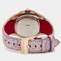 GF Ferre Mother of Pearl Gold Plated Stainless Steel Leather 9062J Women's Wristwatch 43 mm