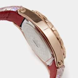 GF Ferre Mother of Pearl Gold Plated Stainless Steel Leather 9062J Women's Wristwatch 43 mm