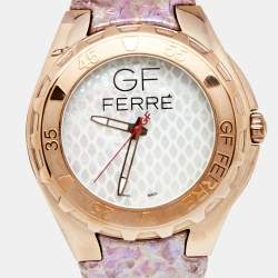 GF Ferre Mother of Pearl Gold Plated Stainless Steel Leather 9062J Women's Wristwatch 43 mm
