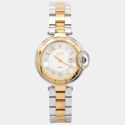 Pre Owned Gianfranco Ferre Mother of Pearl Two Tone Stainless Steel Diamond Collection Women's Wristwatch 35 mm