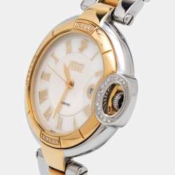 Pre Owned Gianfranco Ferre Mother of Pearl Two Tone Stainless Steel Diamond Collection Women's Wristwatch 35 mm