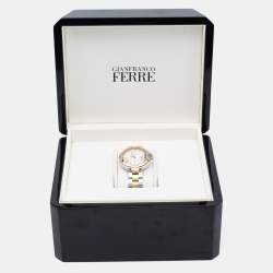Pre Owned Gianfranco Ferre Mother of Pearl Two Tone Stainless Steel Diamond Collection Women's Wristwatch 35 mm