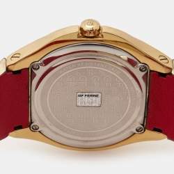 GF Ferre Champagne Gold Plated Stainless Steel Leather 9074J Women's Wristwatch 44 mm