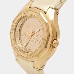 GF Ferre Champagne Gold Plated Stainless Steel Leather 9074J Women's Wristwatch 44 mm