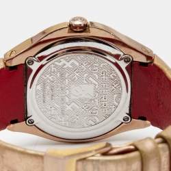 Pre Owned Gianfranco Ferre Rose Gold Plated Stainless Steel Leather 9040M Limited Edition Unisex Wristwatch 44 mm