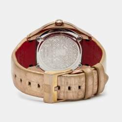 Pre Owned Gianfranco Ferre Rose Gold Plated Stainless Steel Leather 9040M Limited Edition Unisex Wristwatch 44 mm