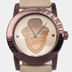 GF Ferre Multicolor PVD Coated Stainless Steel Leather 9085L Women's Wristwatch 32 mm 