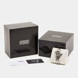 Pre Owned Gianfranco Ferre Black Mother of Pearl Stainless Steel Diamond Collection GF-L-13045 Women's Wristwatch 38 mm
