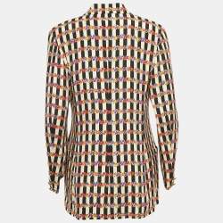 Gianni Versace Multicolor Floral and Stripe Print Silk Blazer M