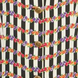Gianni Versace Multicolor Floral and Stripe Print Silk Blazer M
