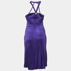 Gianni Versace Purple Jersey Pleated Midi Dress M