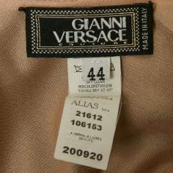 Gianni Versace Couture Black Pattered Knit Leather Trim Short Dress M 