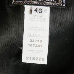 Pre Owned Gianni Versace Black Embroidered Trim Silk Blend Pencil Skirt L