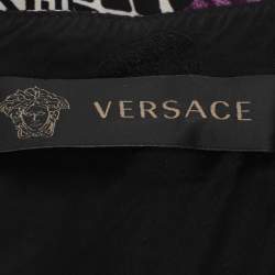 Pre Owned Gianni Versace Monochrome/Purple Animal Print Satin Medusa Sleeveless Mini Dress L