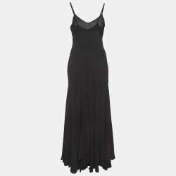 مملوكة مسبقًا Gianni Versace Black Silk Strappy Maxi Dress M