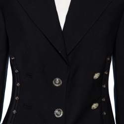 Pre Owned Gianni Versace Black Wool Double Breasted Blazer S