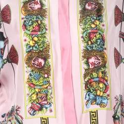 Pre Owned Versace Pink Printed Silk Oversized Shirt M