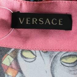 Pre Owned Versace Pink Printed Silk Oversized Shirt M