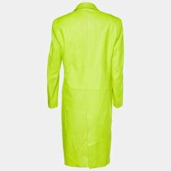 Pre Owned Gianni Versace Neon Green Leather Coat L