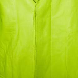 Pre Owned Gianni Versace Neon Green Leather Coat L