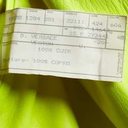 Pre Owned Gianni Versace Neon Green Leather Coat L