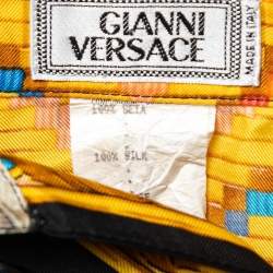 Pre Owned Gianni Versace Vintage Multicolor Printed Silk Button Front Shirt L