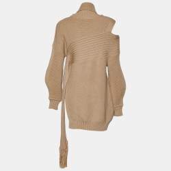 Versace Brown Wool Knit Turtleneck Asymmetric Sweater M