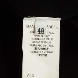 Pre Owned Gianni Versace BlackYellow Patterned Stretch Knit Bodycon Dress L