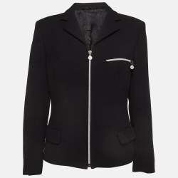 Gianni Versace Vintage Black Knit Zipper Blazer M 