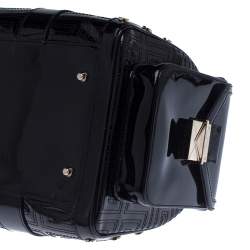 Pre Owned Versace Black Quilted Patent Leather Snap Out Of It Satchel