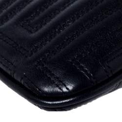 Pre Owned Versace Black Quilted Zip Clutch
