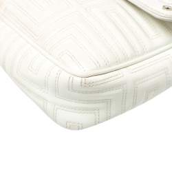 Pre Owned Versace White Patent Leather Flap Shoulder Bag