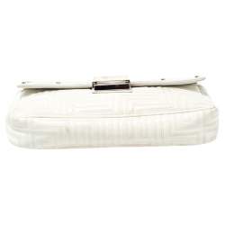 Pre Owned Versace White Patent Leather Flap Shoulder Bag