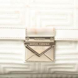 Pre Owned Versace White Patent Leather Flap Shoulder Bag