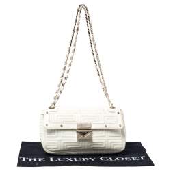 Pre Owned Versace White Patent Leather Flap Shoulder Bag