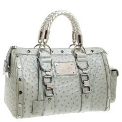 Versace Lime Green Ostrich Snap Out Of It Satchel