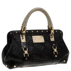 Pre Owned Gianni Versace Black Leather Snap Out Of It Satchel