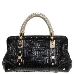Pre Owned Gianni Versace Black Leather Snap Out Of It Satchel