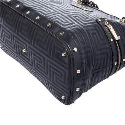 Pre Owned Versace Black Quilted Leather Sided Zip Tote