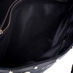 Pre Owned Versace Black Quilted Leather Sided Zip Tote