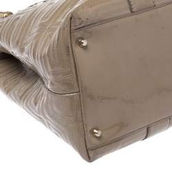 Gianni Versace Beige Patent Leather Snap Out Of It Tote 