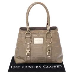 Gianni Versace Beige Patent Leather Snap Out Of It Tote 