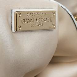 Pre Owned Versace White Quilted Leather Sided Zip Tote